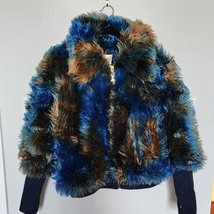 Adrianne Landau Furry Bomber Jacket - Size Large